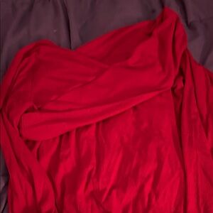 Women's Red Ribbed Knit Sleep Top
